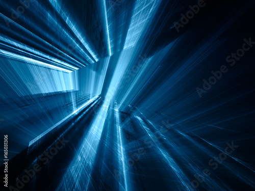 Abstract background element. 3d scan series. Fractal graphics. Perspective composition of light and shadow rays.