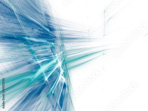 Abstract background. Fractal graphics series. Three-dimensional composition of textured grids. Blue and white colors.