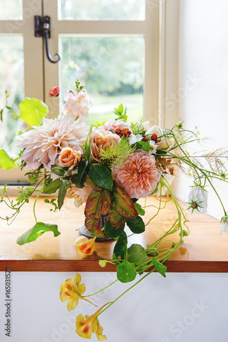 pretty bouquet in front of window