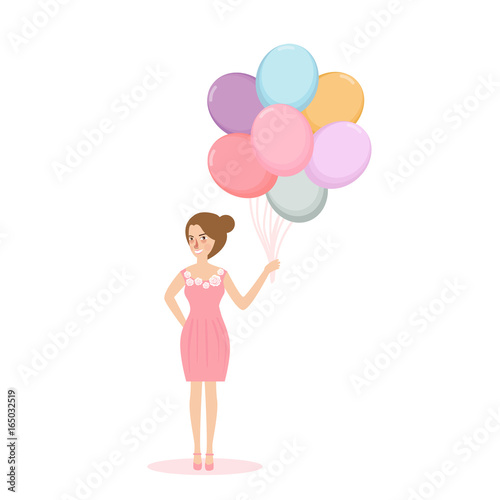 young woman girl holding balloon concept of happiness celebration and joy