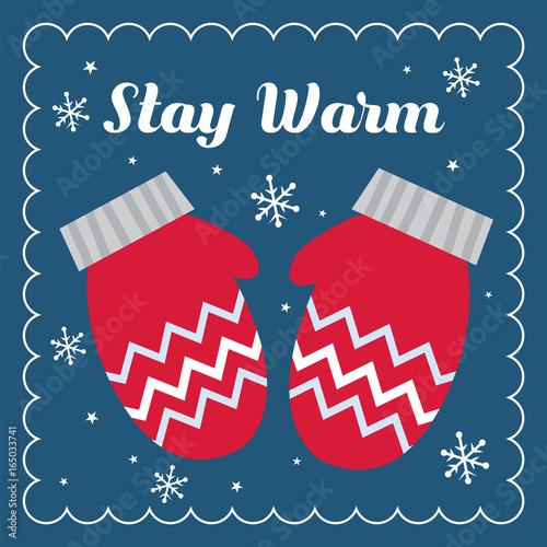 Stay warm christmas greeting card design