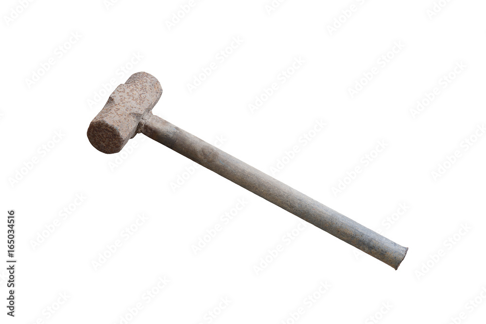 Sledge hammer with steel handle on white background Sledge hammer with steel handle on white background