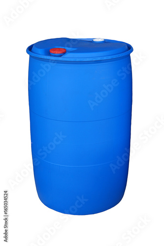 Blue plastic bucket on white background