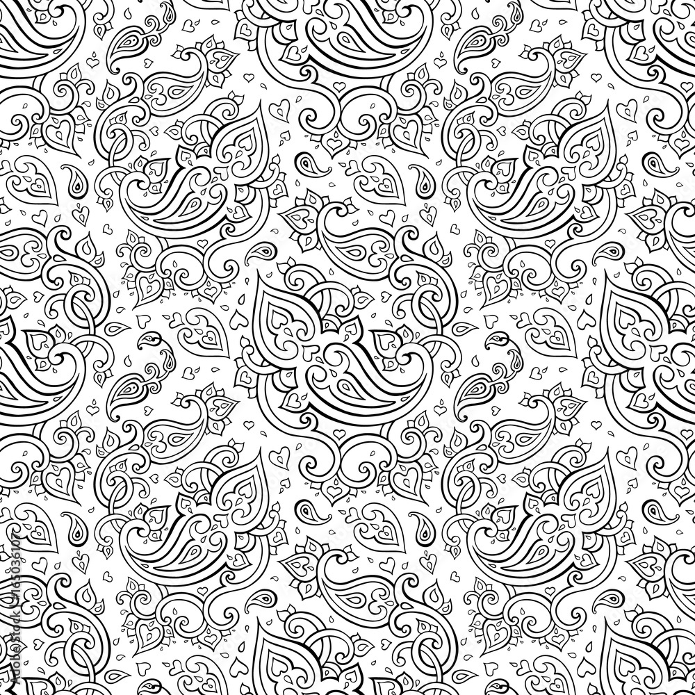 Fototapeta premium Paisley Beautiful golden seamless background.