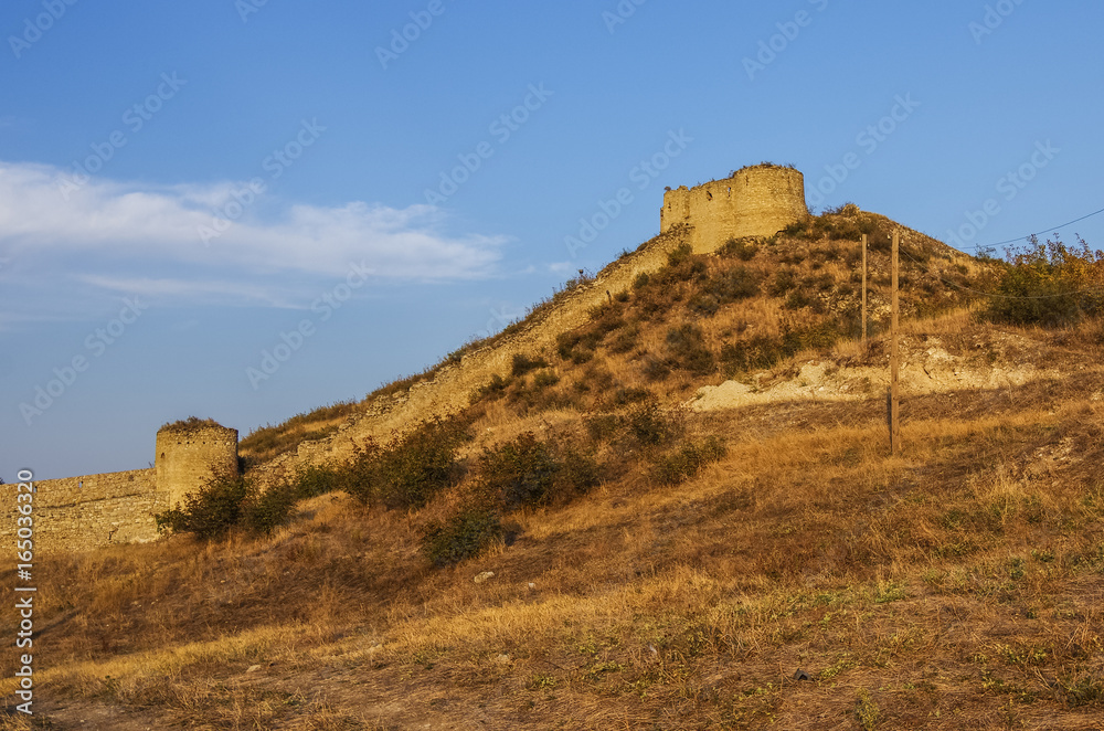 View to ruins of medieval Askeran Fortress. Nagorno-Karabakh Republic