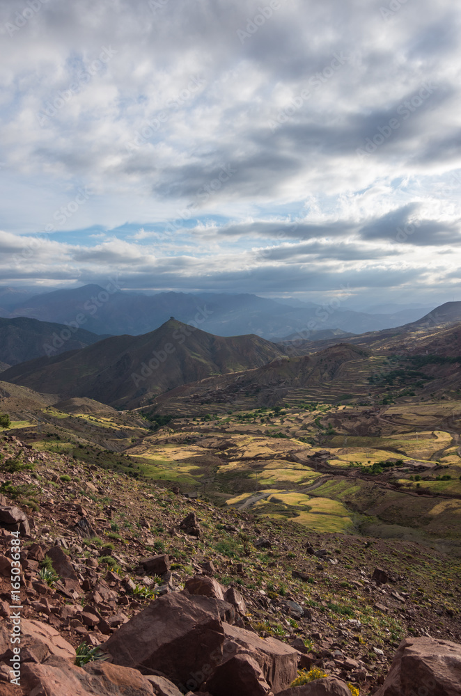 Panoramic view of colorful valley in Morocco The High Atlas mountain range, Africa