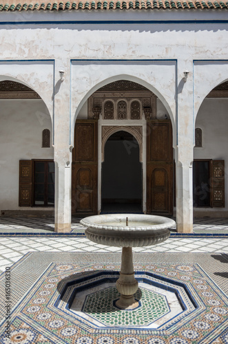 Fountain in Bahia palace courtyard. Marrakech, Morocco
