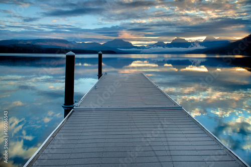 Dock on Lake McDonald in Glacier National Park  Montana  USA