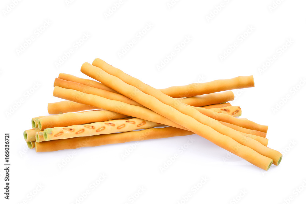 biscuit stick, sweet dessert isolated on white background