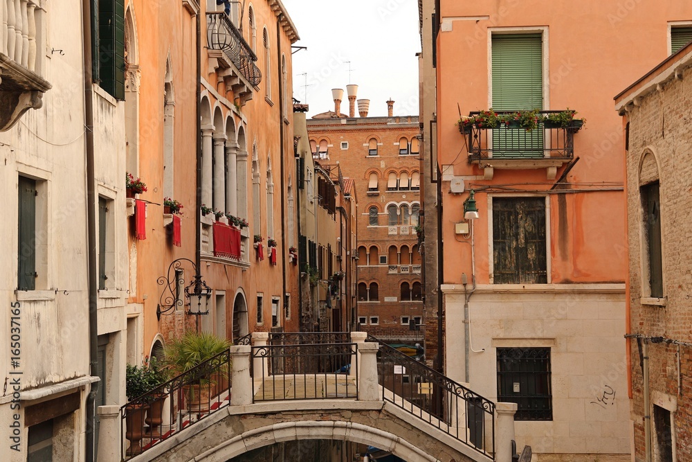 Fototapeta premium colorful houses and street view in Venice, Italy
