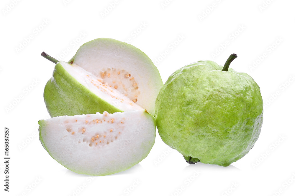 fresh guava fruit with slice solated on white background