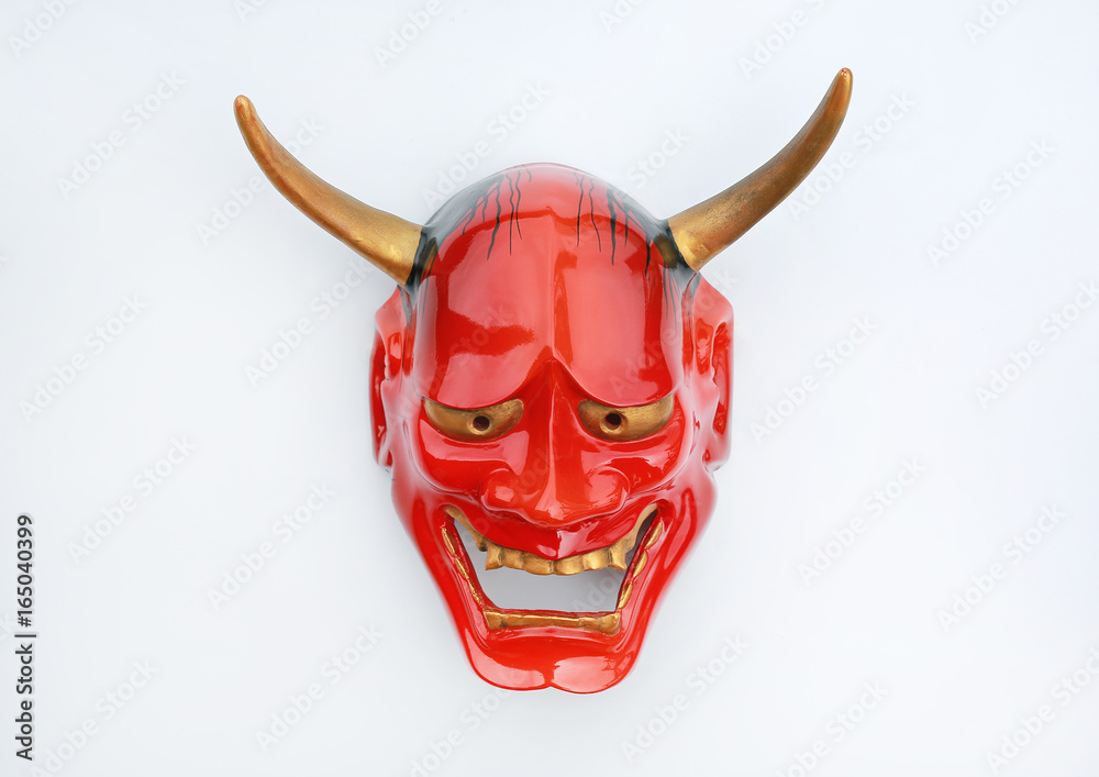 Traditional Japanese mask of a demon, Kabuki Mask on white background.  Stock Photo | Adobe Stock