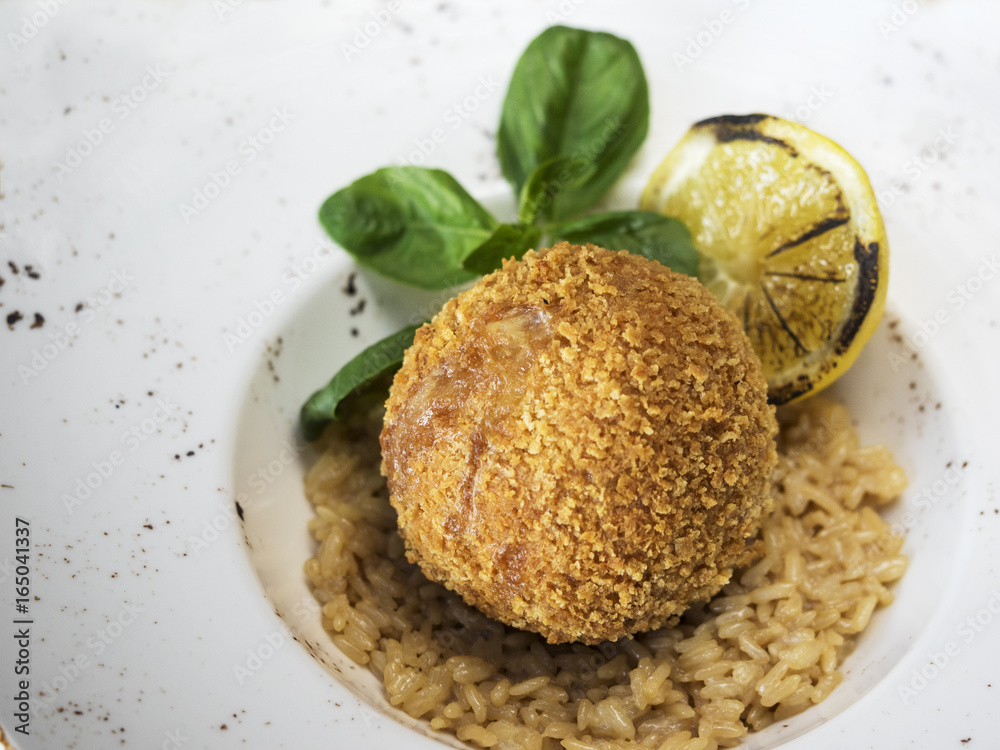Fish cutlet with rice Fish cutlet with rice