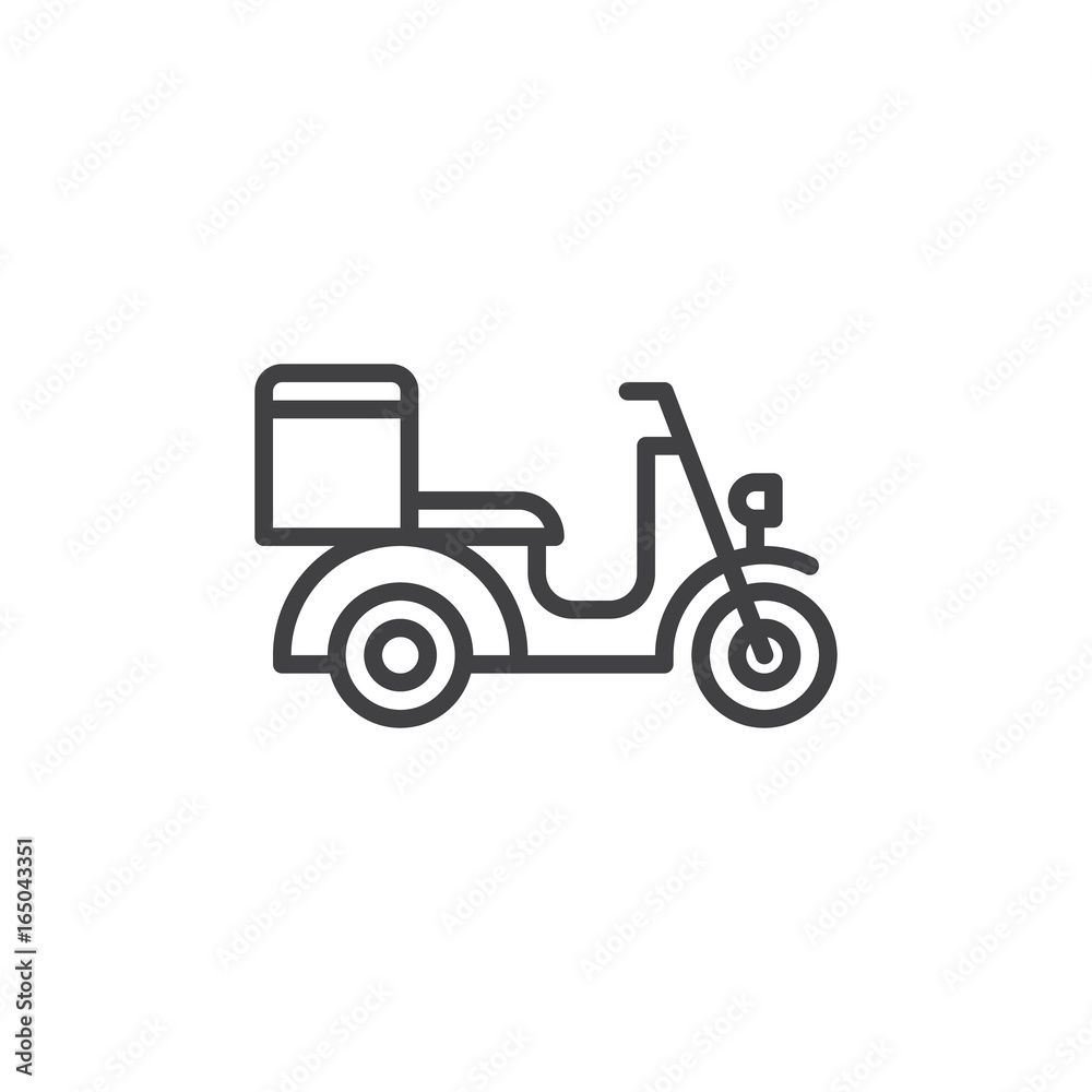 Scooter line icon, outline vector sign, linear style pictogram isolated on white. Fast food delivery symbol, logo illustration. Editable stroke. Pixel perfect vector graphics