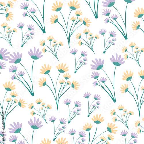 white background with colorful pattern of branches with flowers vector illustration