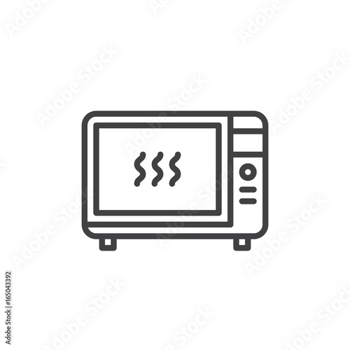 Microwave oven line icon, outline vector sign, linear style pictogram isolated on white. Symbol, logo illustration. Editable stroke. Pixel perfect vector graphics