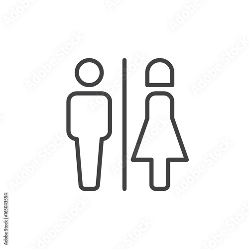 Male and female toilet line icon, outline vector sign, linear style pictogram isolated on white. WC symbol, logo illustration. Editable stroke. Pixel perfect vector graphics