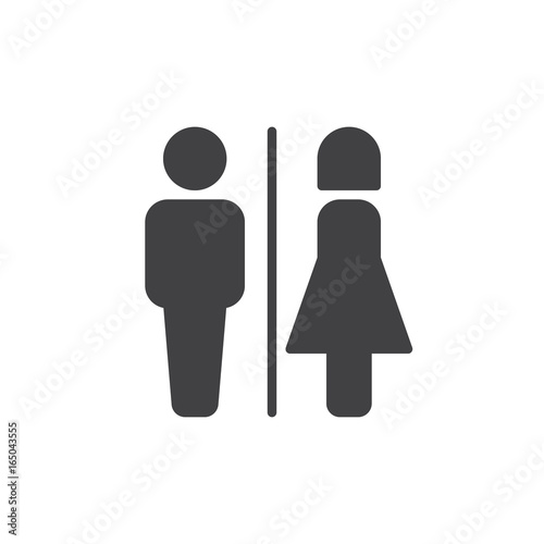 Male and female toilet icon vector, filled flat sign, solid pictogram isolated on white. WC symbol, logo illustration. Pixel perfect vector graphics