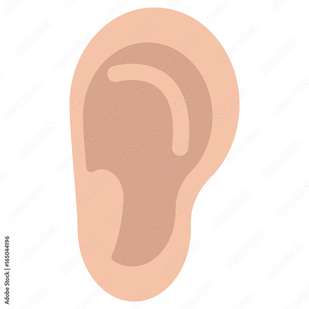Human ear organ icon, vector illustration flat style design isolated on white. Colorful graphics Human ear organ icon, vector illustration flat style design isolated on white. Colorful graphics