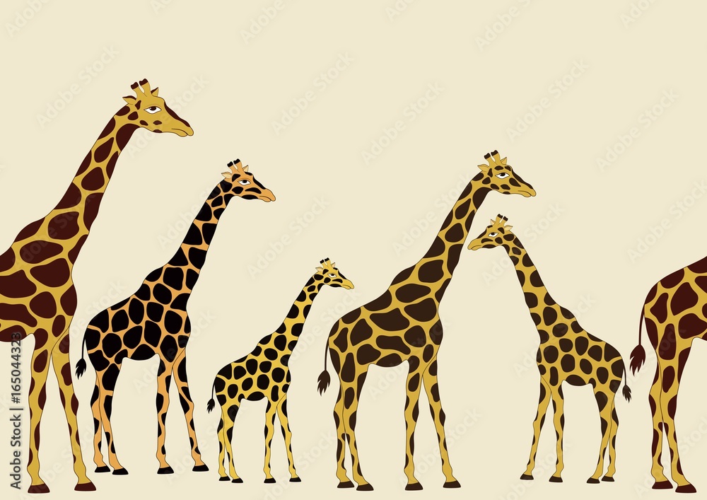 Fototapeta premium Seamless pattern with cartoon giraffes