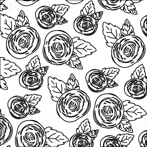 white background with monochrome pattern of rose flowers vector illustration