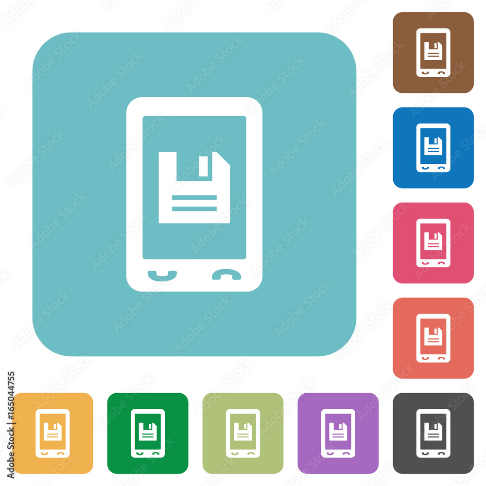 Mobile save data rounded square flat icons Mobile save data rounded square flat icons