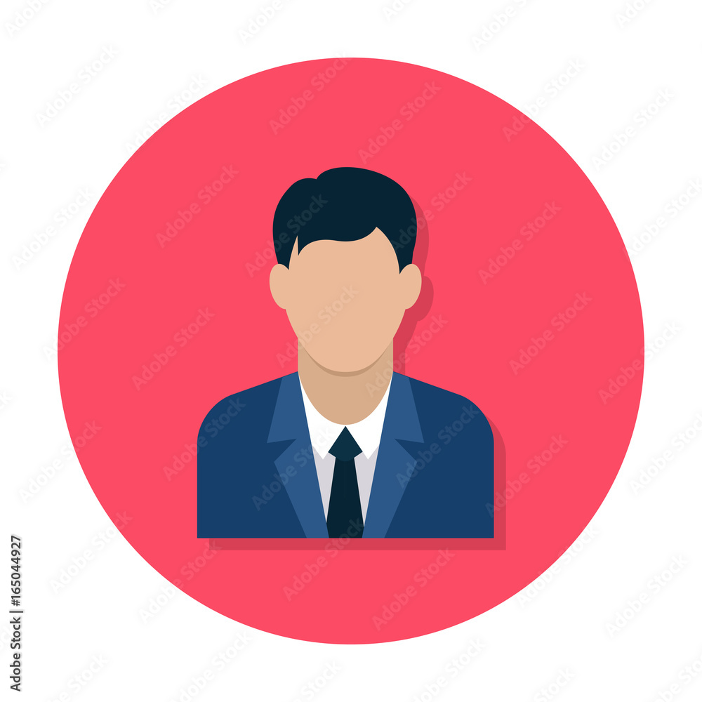 Businessman flat icon. Man in business suit. Avatar of businessman. Flat internet icon in rounded shape. Web and mobile design element. Male profile. Vector colored illustration. Businessman flat icon. Man in business suit. Avatar of businessman. Flat internet icon in rounded shape. Web and mobile design element. Male profile. Vector colored illustration.