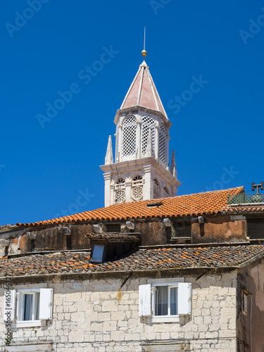 Riva Promenade und Palazzo, Altstadt Trogir, UNESCO Weltkulturerbe, Region Split, Mitteldalmatien, Dalmatien, Adriaküste, Kroatien