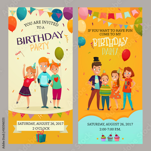 Kids Party Invitation Banners Set