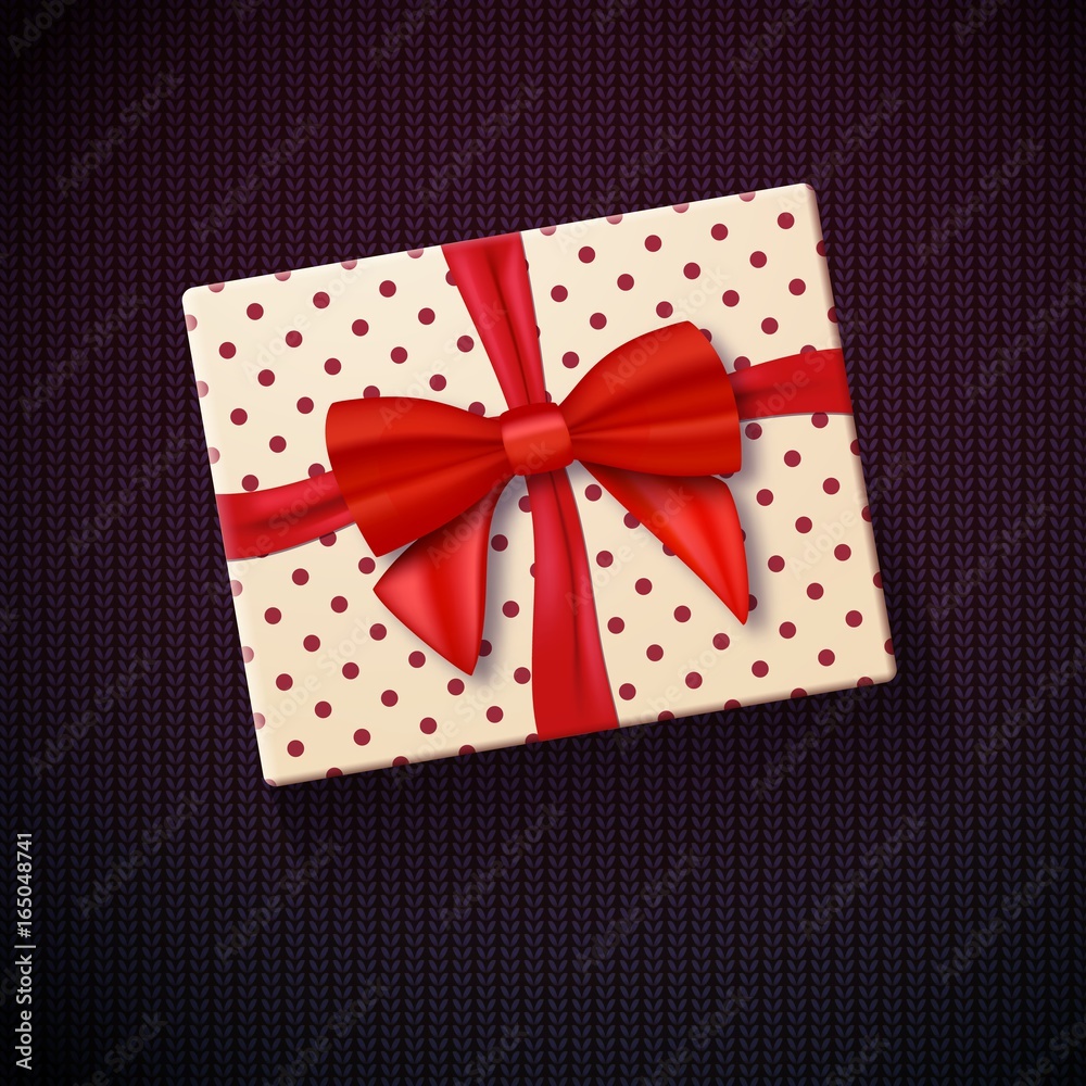 Illustration of Vector Realistic Gift Box with Red Ribbon. Greeting Card Template Illustration of Vector Realistic Gift Box with Red Ribbon. Greeting Card Template