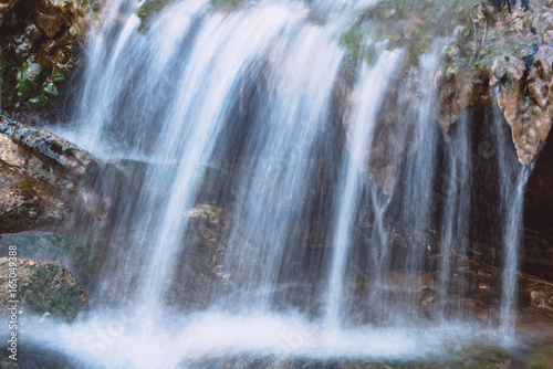 Close-Up Of waterfall  Flowing Through Rocks in Lishui Zhejiang province China.