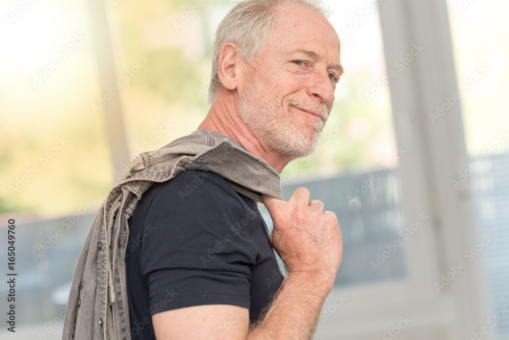 Portrait of mature man, light effect Portrait of mature man, light effect