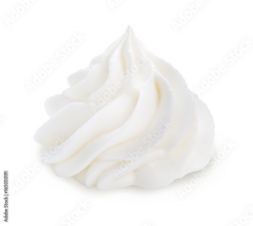 Whipped cream isolated on white background with clipping path.