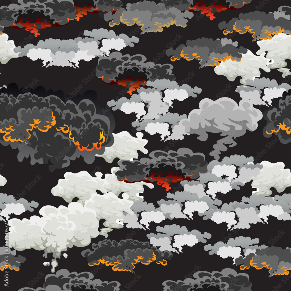 Fototapeta premium A set of volcanoes of varying degrees of eruption, a sleeping or awakening dangerous vulcan, salute from magma ashes and smoke fly out from volcano, lava flowing down the mountain vector illustration