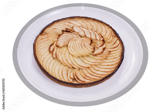 tarte aux pommes sur fond blanc