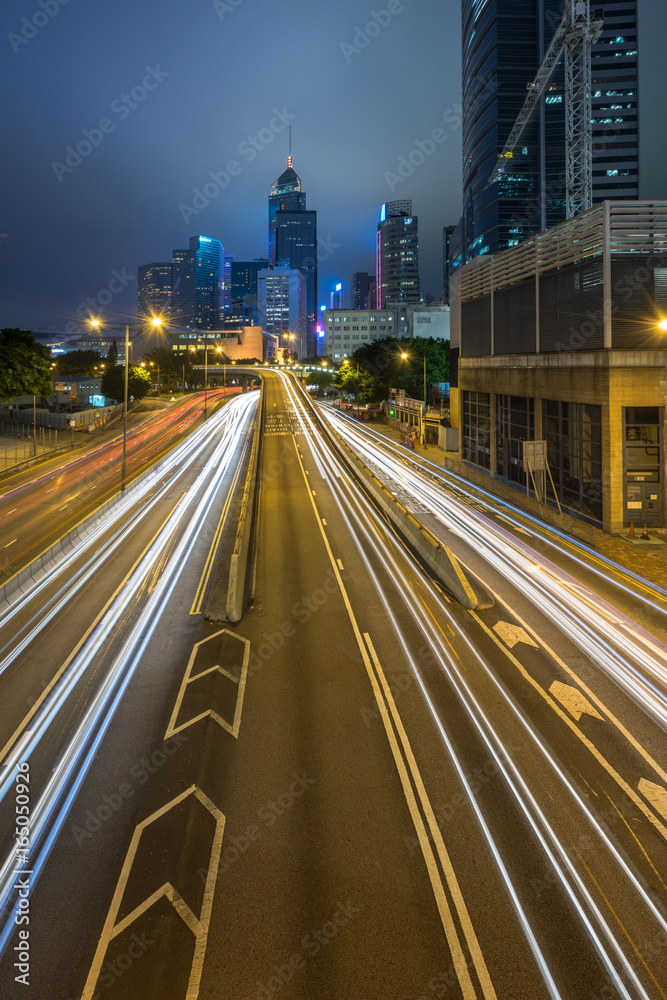 Fototapeta premium urban traffic with cityscape in Hong Kong,China.