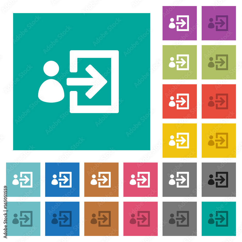 User login square flat multi colored icons User login square flat multi colored icons