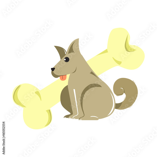 dog figure with a big bone in the background