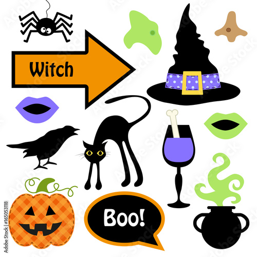 Cute set of Halloween witch photo booth props - Grab a prop and strike a pose