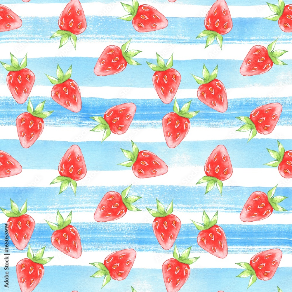 Watercolor seamless pattern with strawberry 9 Watercolor seamless pattern with strawberry 9
