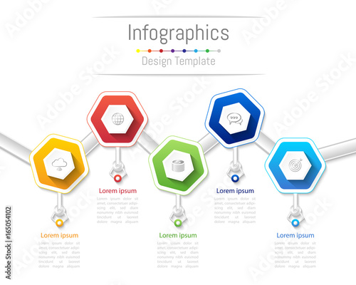 Infographic design elements for your business with 5 options, parts, steps or processes, Vector Illustration.