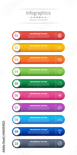 Infographic design elements for your business with 10 options, parts, steps or processes, Vector Illustration.
