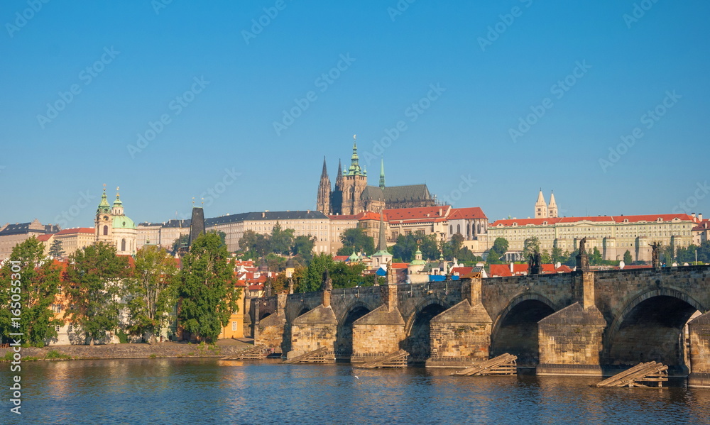 Ancient Prague. View of the Charles Bridge