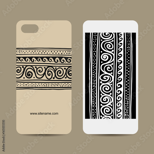 Business cards design, ethnic handmade ornament