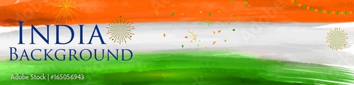 Abstract tricolor Indian flag watercolor background for Happy Independence Day of India