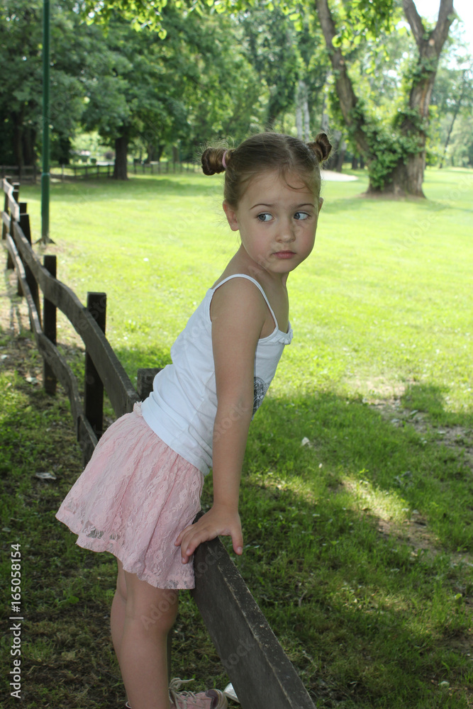 Beautiful Little Girl Blue Skirt Playing Stock Photo 1499826251   Shutterstock