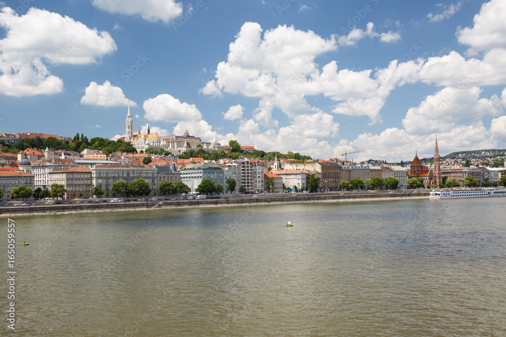 View of Buda side of Budapest with the Fishermen's Bastion and church
