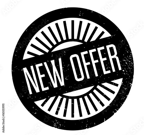 New Offer rubber stamp. Grunge design with dust scratches. Effects can be easily removed for a clean, crisp look. Color is easily changed. photo