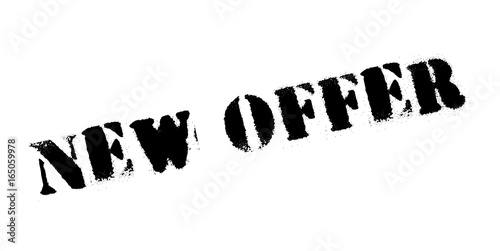 New Offer rubber stamp. Grunge design with dust scratches. Effects can be easily removed for a clean, crisp look. Color is easily changed. photo