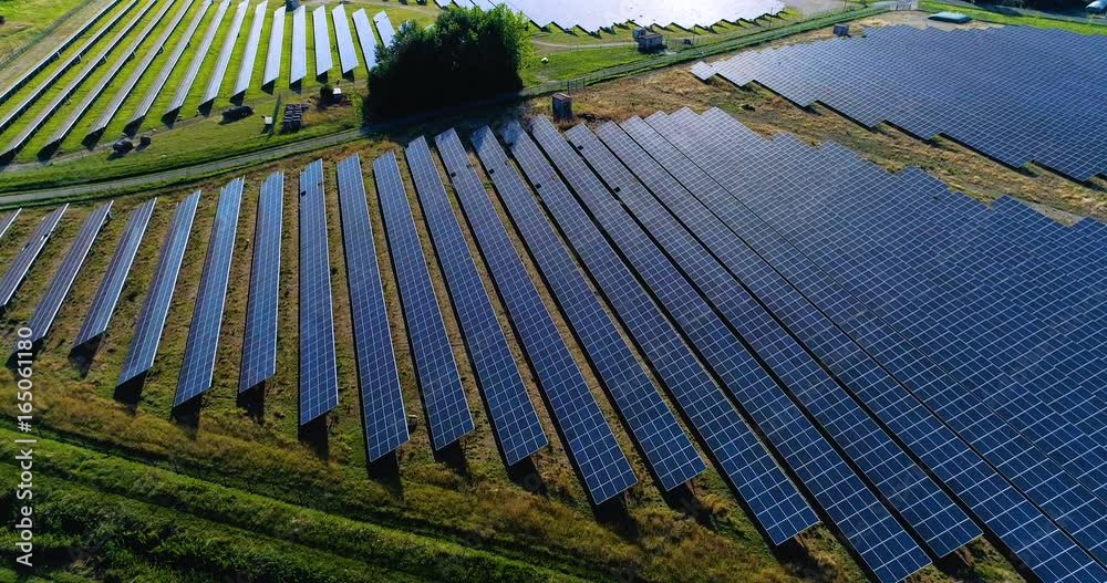 champs de panneau solaire dans une ferme solaire